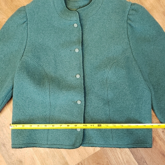 Giesswein Tirol Womens 10 Virgin Wool Cardigan Sweater Green Button Up Austria - Picture 3 of 6